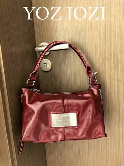 复古摩托车风格大容量女士手提包，休闲时尚设计，通勤、户外、日常购物、单肩斜挎皆宜