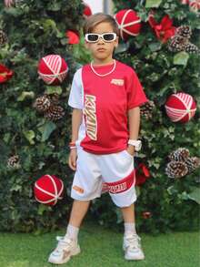 Children's Two Piece Christmas Set For Kids Shorts And Shirt