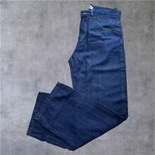 Straight Jeans. Men's Straight Flare Jeans, Vintage Wash, Loose Style, Casual, Fashion, Gray, Retro, Versatile - 深色水洗藍 - 查看 4