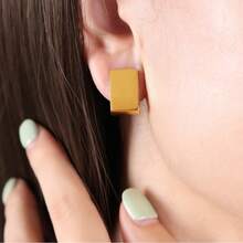 Gold 3D Square Earrings, Fashion Jewelry Accessories For Women, Suitable For Daily, Festival, Party, Wedding