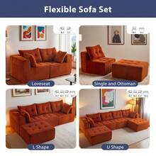 Cloud Modular Sofa, Modern Comfort Modular Corduroy Living Room Sofa, Tufted Recliner With Footstool, Boxed Sofa, No Assembly Required