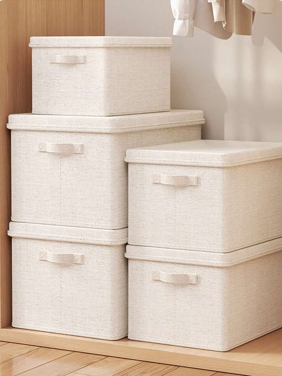 1 pièce/2 pièces Boîte de rangement pour vêtements et literie, boîte de rangement pliable avec couvercle, accessoire de rangement pour pantalons, rangement et organisation pour dortoir et armoire de maison. Rangement pour vêtements, boîte de rangement