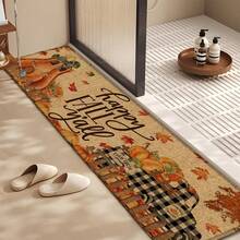 1 件卡车南瓜印花亚麻厨房地毯，感恩节装饰，感恩节礼物，厨房垫，地垫，浴室垫，入口垫，3D 印花矩形，适用于客厅、卧室、走廊、浴室、洗衣房 - 涤纶地毯，室内外家居装饰 - 彩色 - 查看 7