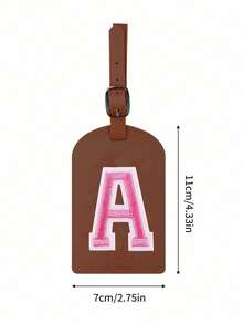 1 Etichetta per bagaglio con iniziale approvata TSA, con ricamo a lettera rosa su asciugamano, etichetta per bagaglio in pelle PU personalizzata con lettera da A a Z e scheda aziendale con pellicola protettiva, etichetta da viaggio bianca e carina a forma di lettera per uomo e donna, accessori da viaggio come zaino, borsa da palestra, bagaglio, essenziali per il ritorno a scuola