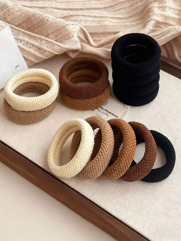 6/10pcs Thick High Elasticity New Rubber Bands Hair Ties, Durable Ponytail Holders, Hair Scrunchies