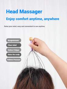 1 masajeador de cabeza con forma de pulpo para aliviar naturalmente el dolor de cuello y Body, un masajeador del cuero cabelludo anti-estrés, un masajeador de cabeza portátil, un rascador, para una relajación profunda, estimulación del cuero cabelludo y alivio del estrés. Unisex, con forma de pulpo, relaja la cabeza, el cuello y el cuero cabelludo. Adecuado para la escuela, de vuelta a la escuela, viajes, hogar, spa, herramientas de masaje, masajeadores y spas. (El color y el patrón del mango son aleatorios) Día de San Valentín. - Multicolor - Ver 7