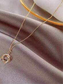 1 Pc Sparkling Rhinestone Ring Choker Necklace, Bridal Wedding Evening Party Jewelry - Elegant Crystal Collarbone Chain, Luxury Gift For Women Aesthetic Ins Style Elegant Jewelry, Sparkling Collarbone Chain - Vàng - Xem 6