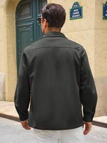 Mens Shirt Jacket Long Sleeve Button Down Casual Shacket Lightweight Thermal Shirts With Pocketshalloween - 深灰色 - 查看 4