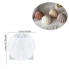 3件套玫瑰球蜡烛模具，硅胶模具，适用于香薰蜡烛、手工皂、家居装饰、树脂工艺品、情人节装饰 - 白色 - 查看 3