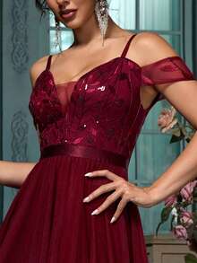 Women Prom Dresses - Burgundy - View 8