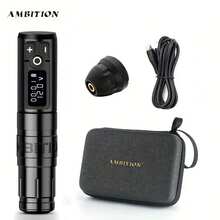 طقم قلم آلة وشم لاسلكي Ambition 1 مع محرك بدون فرش، بطارية 2400mAh، 10 ألوان حبر، 20 خرطوشة إبر مختلطة، مناسب لفناني الوشم - الأسود - مشاهدة 10