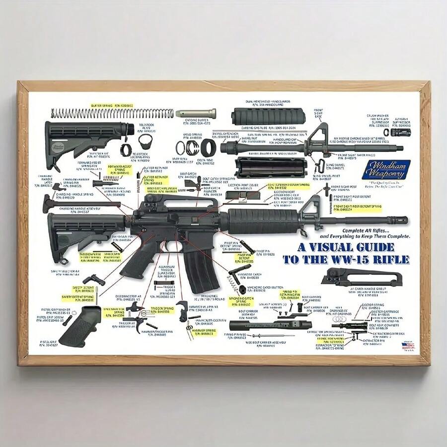 AR-15 Rifle Exploded Parts Diagram Poster: A Visual Guide To The WW-15 ...