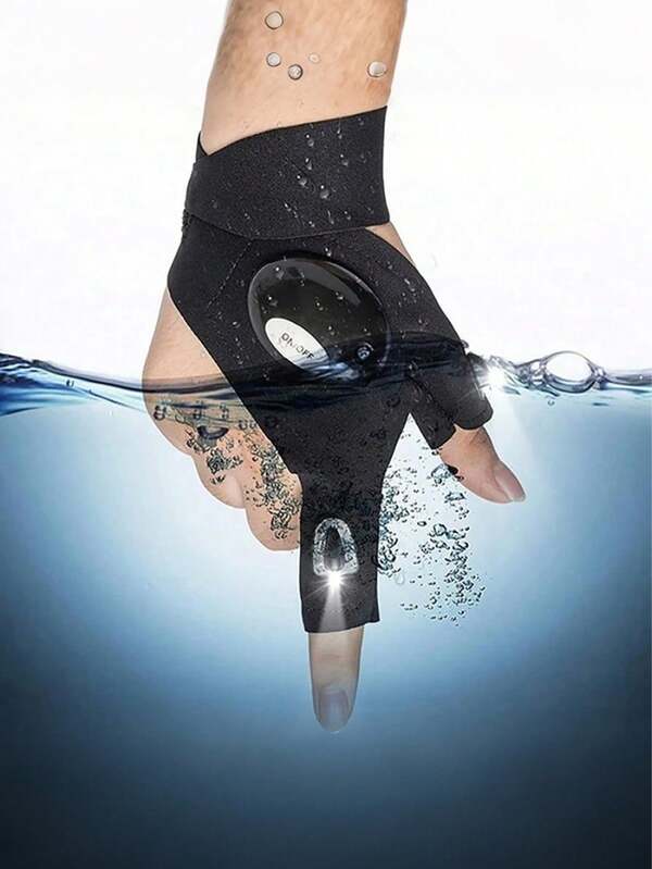 1 Pair Of LED Flashlight Gloves - Perfect For Car Maintenance, Night Fishing, Running, Camping, And Hiking! (Excluding Battery)