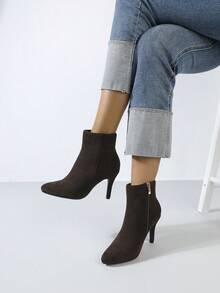 Timesize Fall/Winter Ankle Boots, Fashion Boots, High Heel Boots, Super High Heel Boots,Kitten Heel Boots,Stiletto Heels - Chocolate Brown - View 3