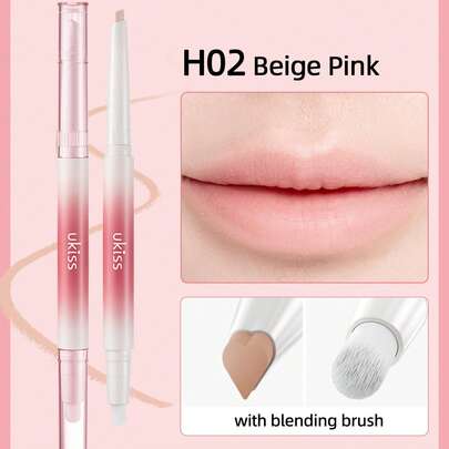 ukiss Chì kẻ môi Velvet Mousse, có đầu cọ tán, chì kẻ môi dạng gel lì, màu sắc kem mịn lâu trôi, lên màu chuẩn xác và hoàn hảo, trang điểm hàng ngày