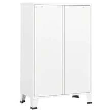 vidaXL Wardrobe  White  Steel  Medium  Height-Adjustable Shelves  Wardrobe  Rectangular  Industrial  Locks  Clothing Organizer  Storage Cabinet  Industrial Wardrobe  Steel Cabinet - White - View 5