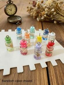 5pcs/pack Fashionable Night Light Realistic Drift Glass Bottle Diy Keychain, Pendant, Handmade Necklace, Wish Bottle Decoration Accessory - Blue - View 3