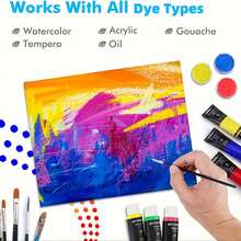 5件套DIY绘画套装。丙烯颜料。画架。画布。调色板。1支画笔。理想的艺术礼物，适用于手工艺品、圣诞礼物以及各种节日礼物。专业艺术用途。学校教育用途。 - 彩色 - 查看 4