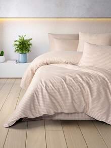 ️ 100% Cotton Satin Buttoned Duvet Cover Set – Single (160x200 Cm + 1 Pillowcase) & Double (200x220 Cm + 2 Pillowcases) | Luxuriously Soft, Breathable, And Durable | Made In Turkey - 米色 - 查看 4