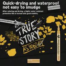 6 Piezas Marcador de pintura permanente impermeable, tinta suave de pincel dorado/plateado, para roca, taza, cerámica, vidrio, suministros de pintura DIY