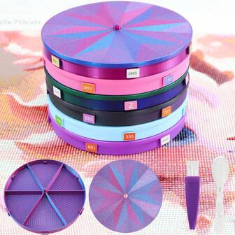 Plateau de peinture diamant rond à 6 compartiments, boîte de rangement organisateur grande capacité avec couvercle, accessoires organisateur de peinture diamant DIY