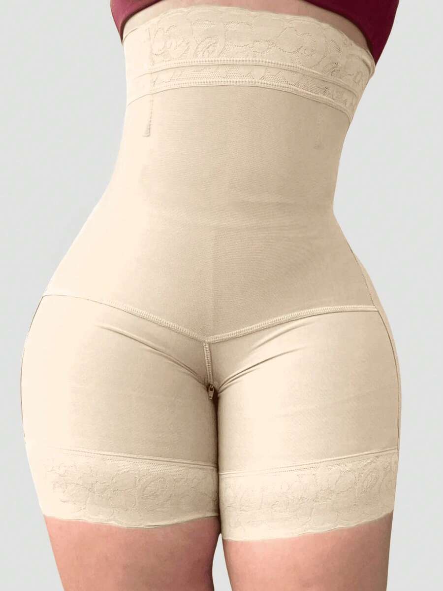 One Piece Women's Butt Lifting High Waist Lace Shapewear High Waist Tummy Control Panties Butt Lifting Butt Enhancement Shaping Seamless Panties Shorts - 米色 - 查看 1