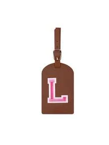 1 Etichetta per bagaglio con iniziale approvata TSA, con ricamo a lettera rosa su asciugamano, etichetta per bagaglio in pelle PU personalizzata con lettera da A a Z e scheda aziendale con pellicola protettiva, etichetta da viaggio bianca e carina a forma di lettera per uomo e donna, accessori da viaggio come zaino, borsa da palestra, bagaglio, essenziali per il ritorno a scuola