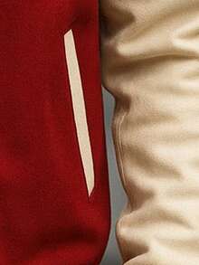 男士撞色印花棒球夹克，年轻学生时尚休闲户外装，长袖飞行员夹克，春秋季 - 紅色 - 查看 6