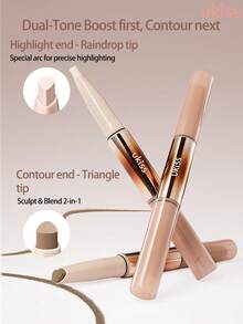 ukiss Dual-Ended Tip Contouring And Highlighter, Contouring And Highlighter Stick, Lightweight And Moisturizing, Full Coverage, Precise Contouring And Highlighting, Long Lasting, Conceals, Shading, Covers, Hydrates, Highlights, Light Sand - CH01 Cool Tone - View 4