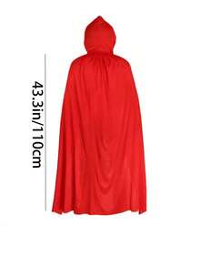 1件万圣节连帽斗篷，女巫角色扮演配饰，化装舞会服装，万圣节装饰用品，家庭庆祝活动装饰，适合女巫、恶魔、吸血鬼和精灵服装，角色扮演，表演道具，理想的礼物选择，圣诞节服装 - 紅色 - 查看 3