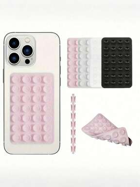 1 pieza Agarre de silicona adhesivo para teléfono, Soporte de estuche de succión para teléfono, Agarre adhesivo de manos libres para selfie y video, Soporte de agarre de dedo para móvil