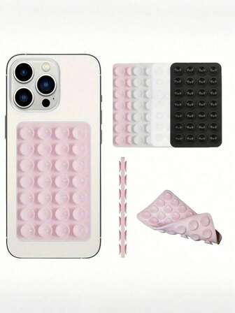 1 pieza Agarre de silicona adhesivo para teléfono, Soporte de estuche de succión para teléfono, Agarre adhesivo de manos libres para selfie y video, Soporte de agarre de dedo para móvil