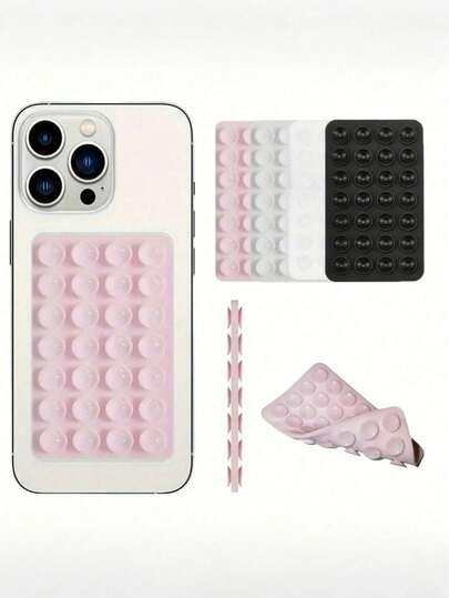 1pc Silicone Sticky Phone Handle, Suction Cup Phone Case Stand, Hands-Free Sticky Phone Grip Handle, Suitable For Selfie And Video, Phone Finger Grip Holder