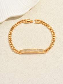 1 pieza Conjunto de pulsera con strass de color dorado de moda, adecuado para que las mujeres creen un estilo de apilamiento personalizado