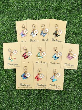1/3/5/12pcs Colorful Butterfly And Daisy Keychain Set, Fashionable Animal Theme Design Suitable For Bag Charms, Perfect Gift For Mother's Day, Father's Day, Graduation Season Bag Accessories Lanyards With Id Holder Car Accessories Christmas