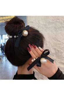 1 pieza de accesorios para el cabello de perlas simples con un temperamento de alta gama, diadema para el cabello, sujetadores de cola de caballo, ligas para el cabello, bandas de goma para el cabello, scrunchies, cuerda para el cabello