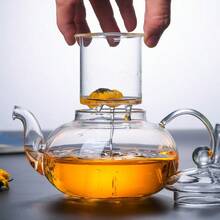 1 Juego de tetera de vidrio borosilicato reforzado para té de flores, tetera de vidrio resistente a altas temperaturas con filtro, juego de té Kung Fu