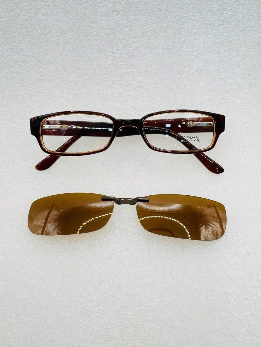 1 Piece Eyeglass Frame, Clip-On, 2 In 1, PROMOTION - Brown-p - View 1