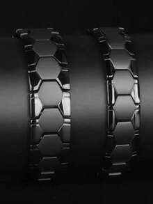 1 件主打时尚钛钢男士手链，四合一手链，送给家人和朋友的理想礼物，防水、耐用且时尚的腕带，完美的父亲节礼物 - 黑色 - 查看 3