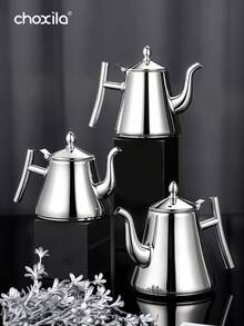 choxila 1pc Stainless Steel Teapot With Infuser, Insulated Coffee Pot, Water Pot, Coffee Kettle, Boiling Tea Kettle, For Home, Hotel, Cafe, Restaurant