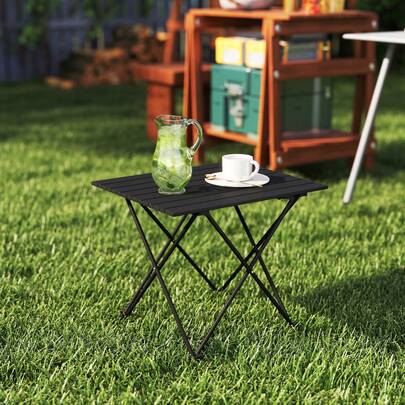 Outsunny 22" Folding Camping Table, Outdoor Portable Picnic Table With Carry Bag, Foldable Table For Camping, Picnic, Hiking, BBQ, Fishing, Black
