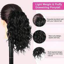 Ponytail Extension 10 Inch Drawstring Ponytail Deep Wave Ponytail Extension For Women Curly Ponytail Hair Extension For Daily Use - Multicolor - View 10