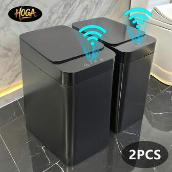 2 PCS Smart Trash Can, Contactless Automatic Sensor Type, Compact And Ultra-Thin Trash Can, Smart Electric Narrow Trash Bin, Suitable For Bedrooms, Offices, And Kitchens. Motion Sensor Trash Can, Suitable For Kitchens, Bathrooms, Bedrooms, Laundry Rooms, Offices And RVs.Plastic Trash Can / Kitchen Trash Can / Office Trash Can / Bathroom Trash Can.Christmas & Halloween Home Decor