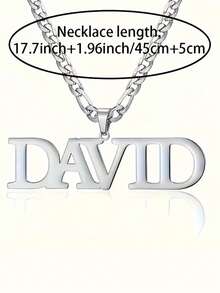 1Pc Custom Name Necklace For Men Personalized Nameplate Pendant Fashionable Elegant Style Stainless Steel Figaro Chain Father's Day Ideal Custom Jewelry Christmas Gift - Gold 3 - View 5