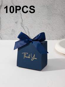 5/10 piezas Cajas de regalo mini, cajas de papel de especialidad de unicolor con texto "Gracias" en dorado, decoradas con cinta de satén y lazo. Adecuado para contener dulces, aperitivos, chocolates y pequeños regalos de Navidad. También aplicable para bodas, fiestas, celebraciones de cumpleaños y decoraciones navideñas. - caja de gracias - Ver 13