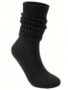 1/4 زوج جوارب كاجوال، جوارب متوسطة الطول ناعمة للجنسين، جوارب ضاغطة بلون واحد، جوارب دافئة وقابلة للتنفس للخريف/الشتاء، مناسبة كهدايا لعيد الهالوين والكريسماس