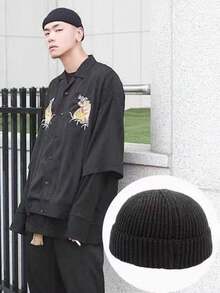 Sombrero de cubo de punto, gorra de punto casual para hombres, atuendo de otoño/invierno, verano, playa, vacaciones - A - Ver 1