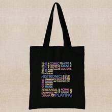 Grand sac fourre-tout à capacité élevée pour le travail, les déplacements, sac de transport avec motif lettre, sac en canevas, sac d'épaule pour les livres de l'université, sac de courses léger