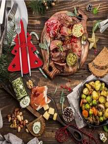 Porte-couverts en forme de sapin de Noël, mini sapin de Noël en feutre, set de couverts avec motif de sapin de Noël, convient pour des sacs à fourchettes ou à cuillères, sacs de couteaux et fourchettes de décoration de Noël, sacs à couverts, sets de table et serviettes, convient pour les maisons et les restaurants