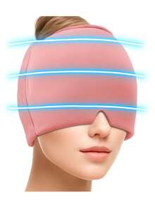 BILITOK Migraine Headache Relief Cap, Gel Ice Head Wrap, Hot And Cold Therapy, Headache Eyes Mask For Sinus, Puffy Eyes, Tension And Stress Relief - Pink - View 1